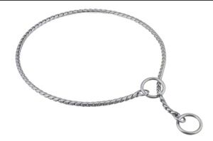 Dog Show Collar 18” Slip Snake Chain Polished Chrome with 24” Black Cord Lead